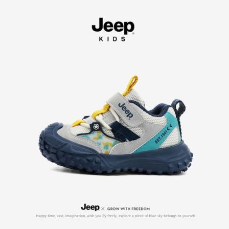jeep儿童运动鞋男童2026春季新款软底舒适女童休闲鞋户外网面跑鞋