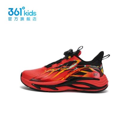 361°kids马年新春儿童新款红色运动轻便旋钮防滑减震时尚跑鞋