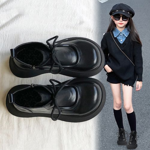 女童皮鞋2025秋冬新款时尚百搭英伦风小女孩短靴中大童防滑马丁靴主图