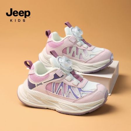 jeep儿童鞋子软底耐磨童鞋儿童户外鞋旋转纽扣童鞋网面透气儿童鞋