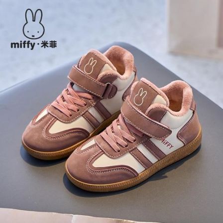 Miffy米菲冬季新款男女童加绒保暖百搭运动鞋学生魔术贴休闲棉鞋6