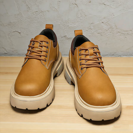 马丁靴男款2026新款增高厚底耐磨大黄靴男士防滑英伦风大头德比鞋