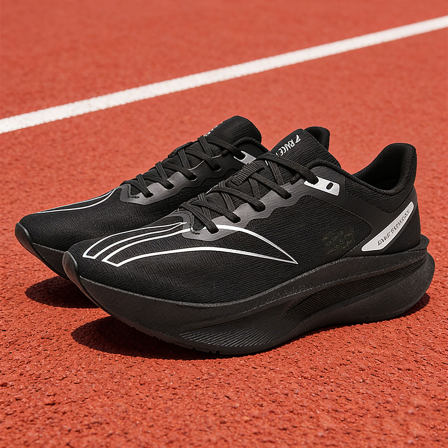 男鞋黑色跑鞋无碳板网面透气中小学生爆米花底超轻减震男士运动鞋