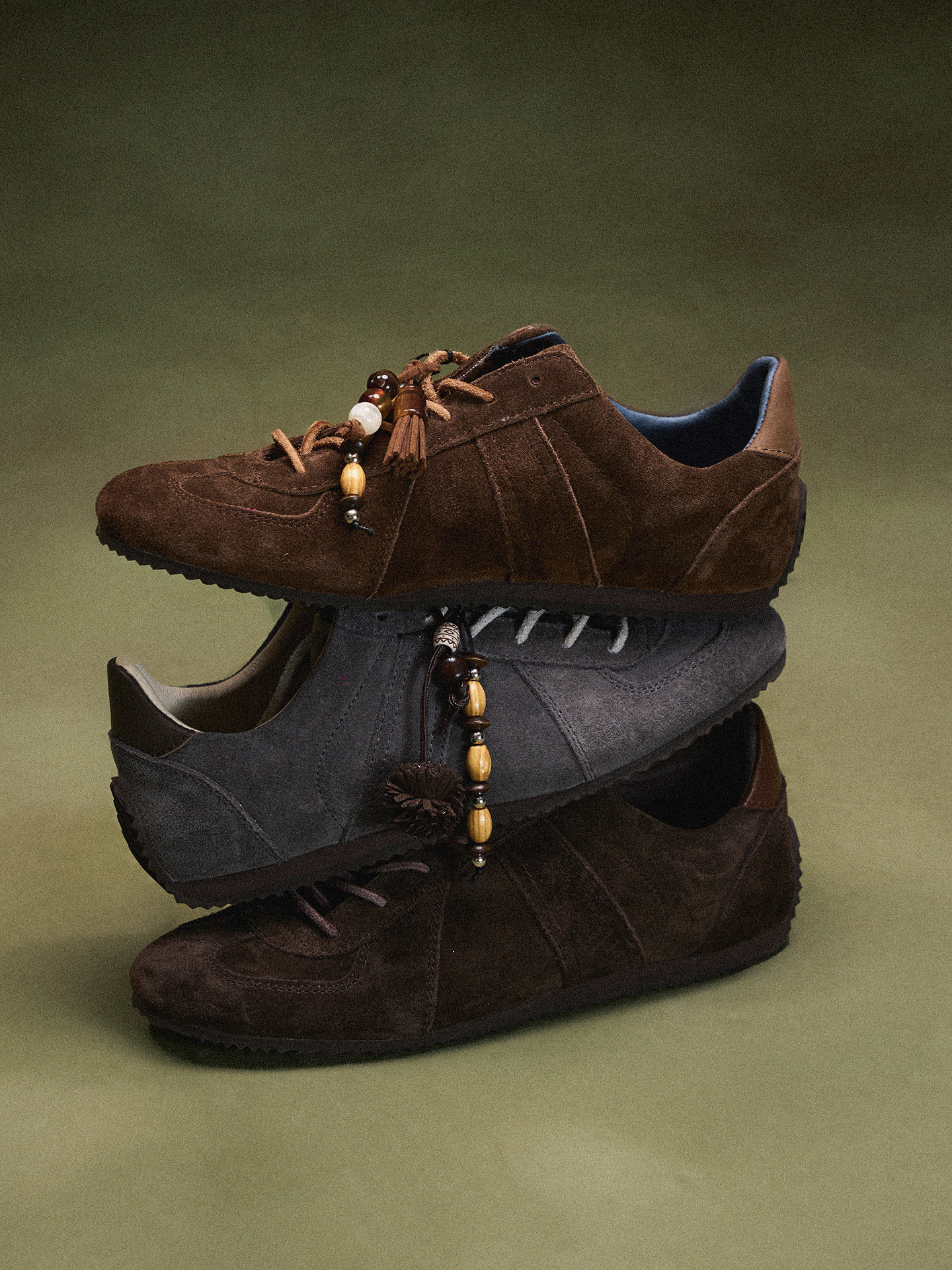 NORYBRAND 美拉德复古麂皮绒哑光薄底德训鞋休闲运动鞋子男女主图