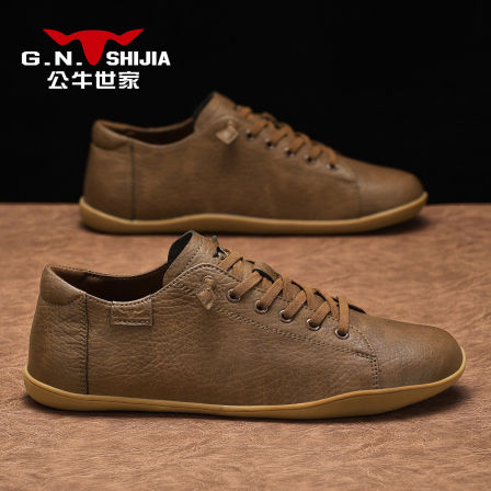 公牛世家鞋子男鞋冬季新款一脚蹬皮鞋男士春季复古运动休闲平板鞋