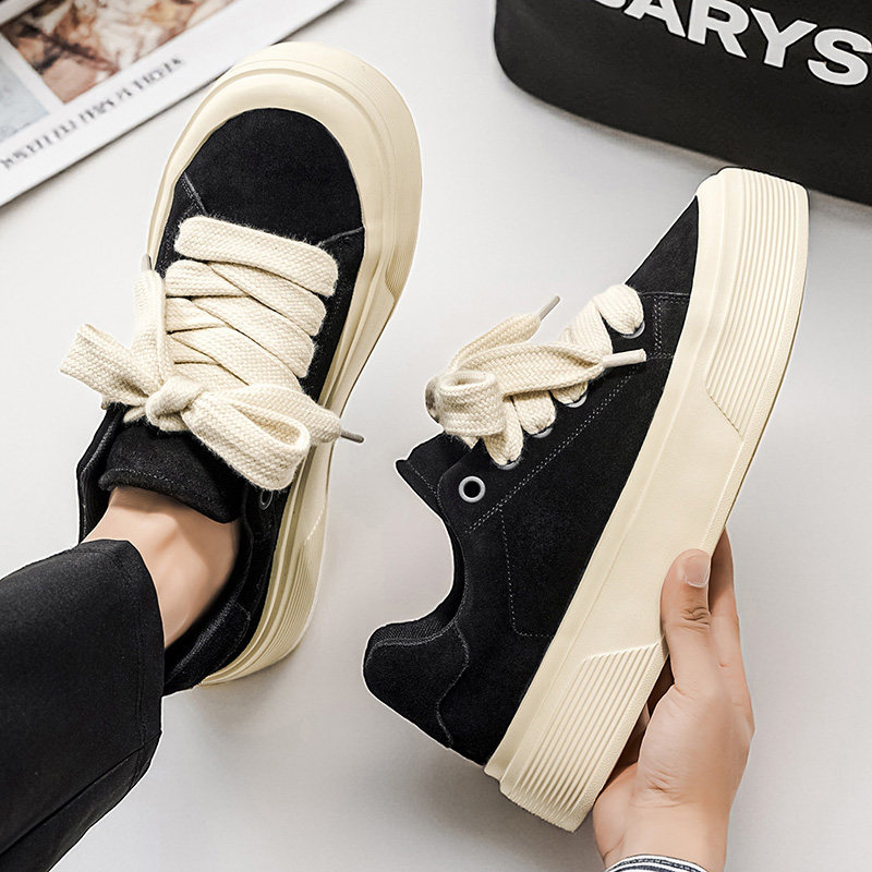 帆布男鞋2026新款春季百搭休闲板鞋学生黑色布鞋增高软底运动潮鞋主图