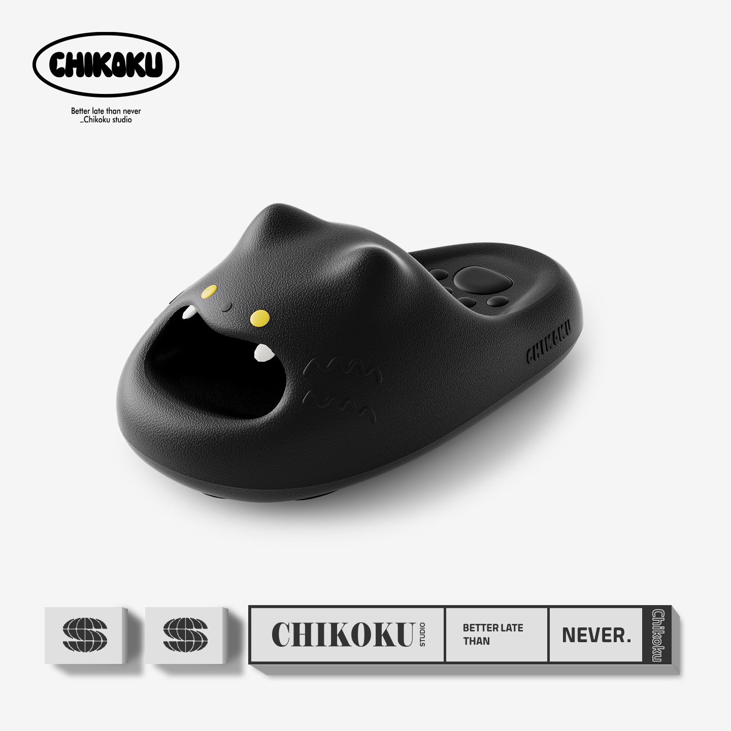 chikoku卡通猫爪拖鞋男厚底足弓支撑情侣居家防滑洗澡厚底凉拖鞋主图