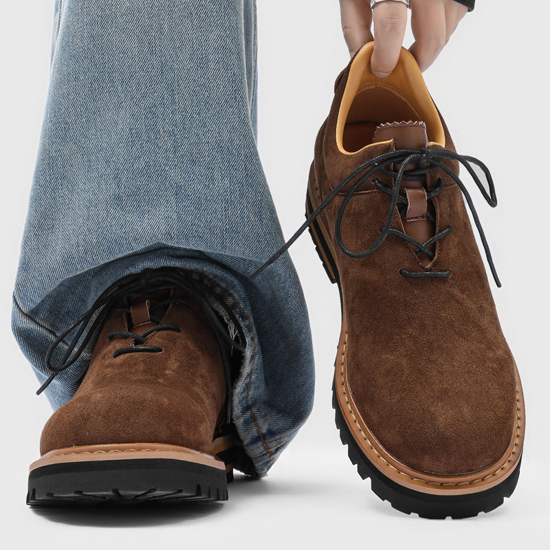 勃肯鞋男款软面反绒皮小众原创复古德比鞋子男潮牌低帮工装马丁靴主图