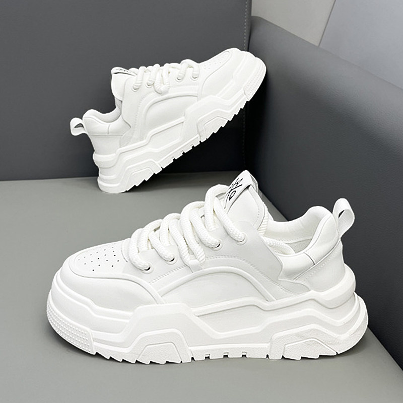 纯白色男鞋春季青少年软底小白休闲板鞋运动增高美式高街百搭潮鞋主图