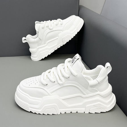 纯白色男鞋春季青少年软底小白休闲板鞋运动增高美式高街百搭潮鞋