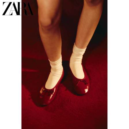 ZARA2026春夏新品 女鞋 新年系列 蝴蝶结皮革芭蕾鞋 3540710 600
