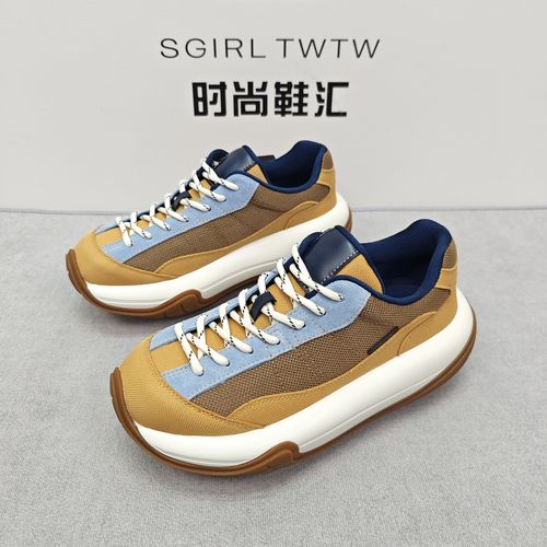 SGIRL TWTW拼色小个子厚底老爹鞋女2026新款百搭增高松糕底轮胎鞋主图