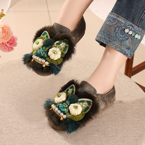 国潮虎头鞋厚底博肯鞋手工刺绣国风可爱绣花鞋民族风休闲包跟单鞋主图