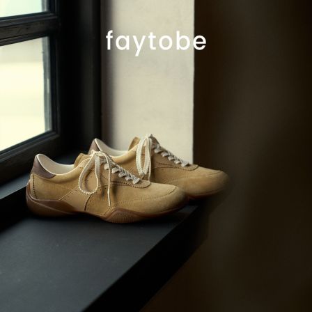  faytobe拼接撞色运动鞋25春舒适透气花边系带休闲鞋运动增高女鞋
