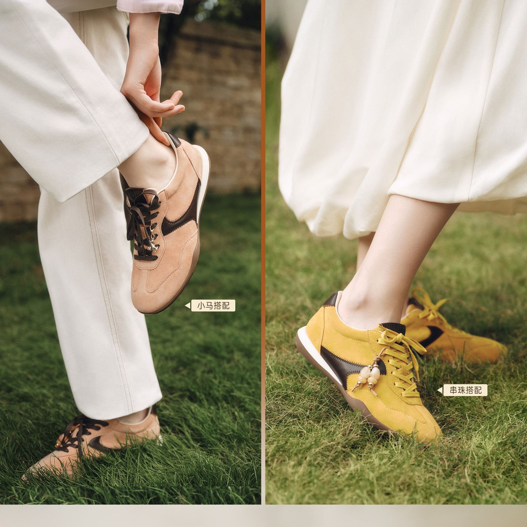 73hours女鞋换个心情2026春季新品平底圆头系带拼色德训鞋主图