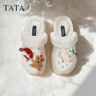 TATA他她2025冬新款商场同款时尚休闲洞洞鞋松弛后空女鞋CM903DH5