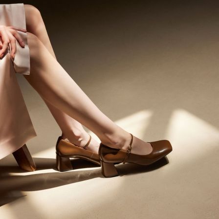 73hours女鞋栗子蛋糕秋季新款气质穿搭方头粗跟玛丽珍鞋高跟单鞋