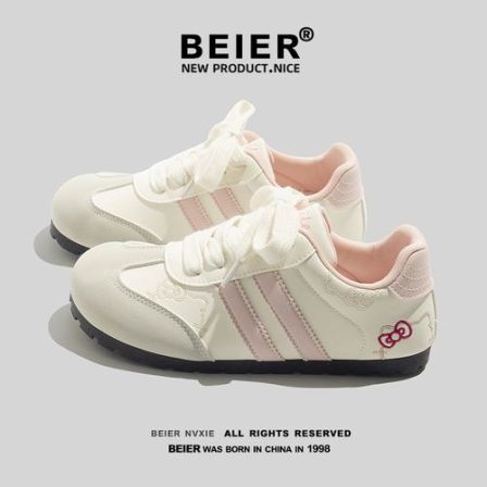BEIER小白鞋低帮休闲鞋2025秋冬棉鞋新款kitty女鞋百搭德训鞋3526