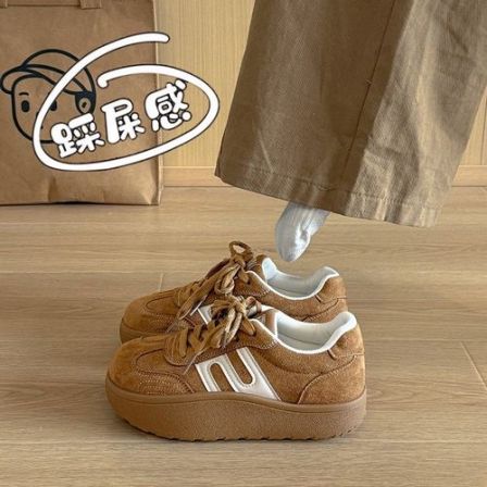 女鞋复古美拉德训鞋女款2026新款春季厚底面包板鞋休闲运动鞋34码