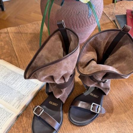 ICE DUST2026春复古做旧擦色时髦堆堆凉靴女1980dopdop买手店