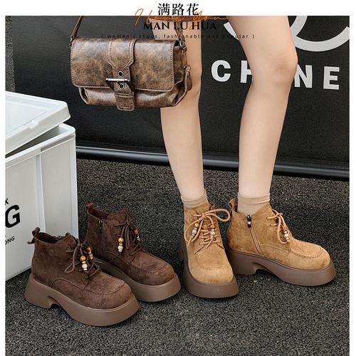 马丁靴女款勃肯鞋2025爆款网红厚底增高短筒单靴小个子短靴秋冬主图