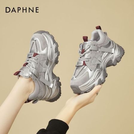 达芙妮繁星复古老爹鞋女2026春季新款女鞋银色运动鞋显脚小休闲鞋