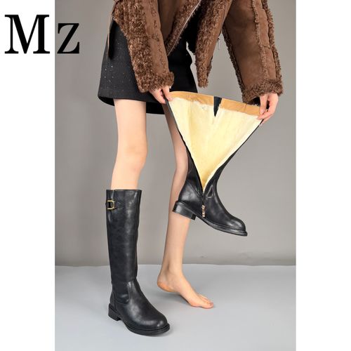 【奢品】羊皮毛一体雪地靴真皮高筒靴不过膝长靴保暖加厚骑士靴女靴主图