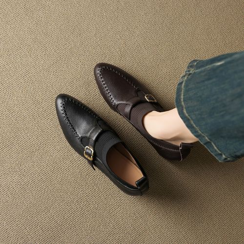 跟高4cm 法式气质通勤百搭粗跟单鞋春秋复古简约休闲时尚尖头单鞋主图