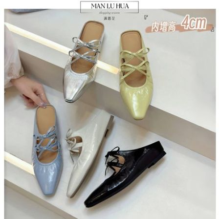 【NO退NO换】真皮牛皮包头半拖鞋女穆勒鞋玛丽珍鞋外穿拖鞋161-2