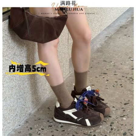 【NO退NO换】德训鞋内增高女款厚底真皮阿甘鞋软底运动休闲鞋时尚