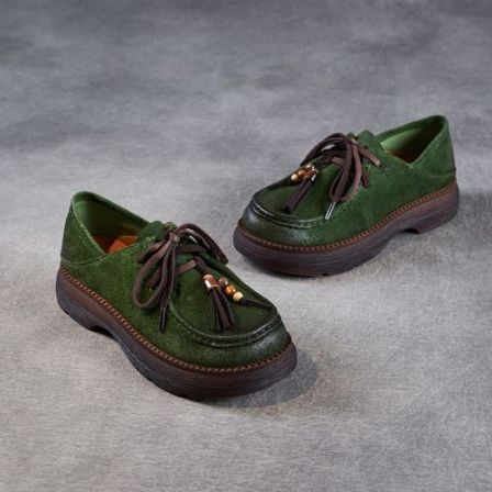 豆豆鞋黑色乐福鞋春秋深口系带皮鞋流苏磨砂皮