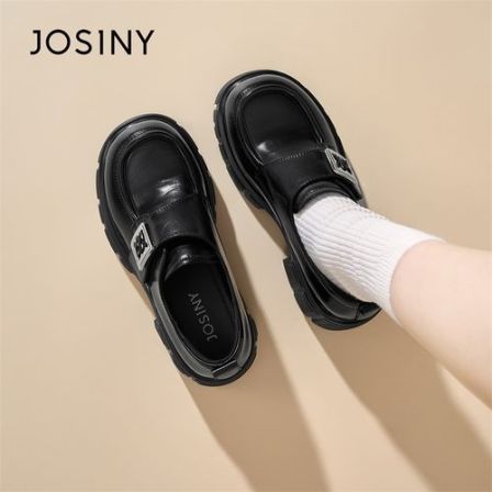 卓诗尼2026乐福鞋春季低帮女鞋黑色夏季女鞋修面皮软底皮鞋