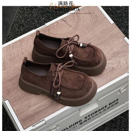 勃肯鞋女款厚底增高小个子软底秋季不累脚休闲乐福鞋女真皮5102-3