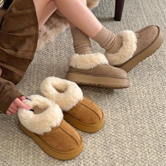 【贾不假】雪地靴女款2025新款秋冬加绒加厚保暖棉鞋厚底增高毛毛鞋主图