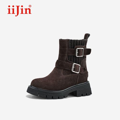 iiJin艾今26春新品9.5cm超轻厚底内增高显瘦袜靴马丁靴子女559NTH主图
