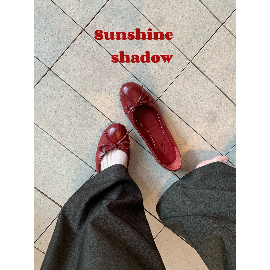 葡萄妈studiolee 经典bi入！油蜡感马皮小圆头蝴蝶结浅口单鞋女主图