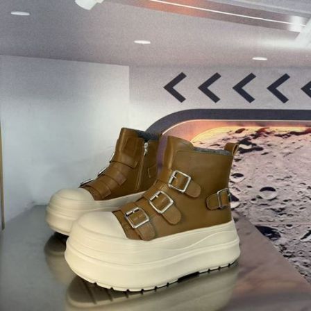 651-121新款2025精品百搭潮流马丁靴中筒烟筒黑色女士