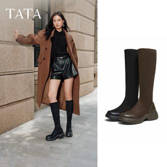 TATA他她2025冬新款商场同款时尚休闲弹力靴长靴百搭女靴7PJ80DG5主图