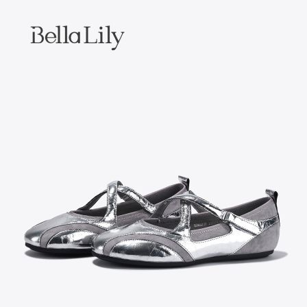 BellaLily2026春季新款气质时尚芭蕾舞鞋女韩版交叉平底玛丽珍鞋