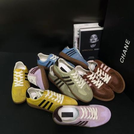 【美式复古】2026春季羊皮撞色平底休闲运动德训鞋女阿甘鞋MZ260