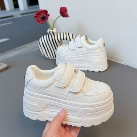 9公分增高厚底魔术贴小白鞋极简风板鞋时尚休闲新款四季爆款女鞋