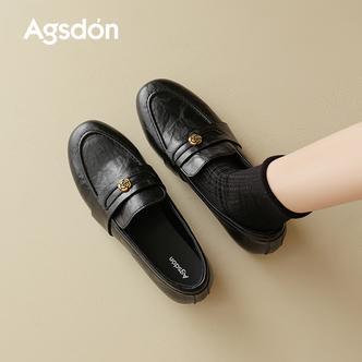 /奥古狮登黑色乐福鞋女款2025新款秋季通勤休闲软底巨好看小皮鞋Q