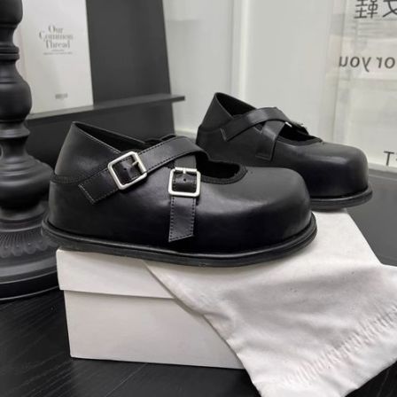 广州欧货【美式甜美】早春萌头真皮5cm魔术贴复古气质百搭松糕鞋