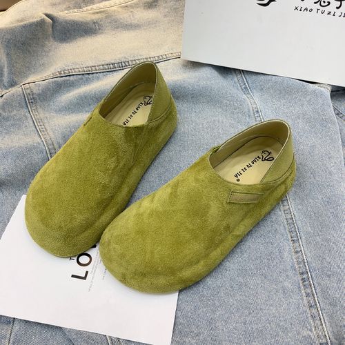 广州欧货【芒果干】早春萌头真皮4cm两穿复古学院气质百搭松糕鞋主图