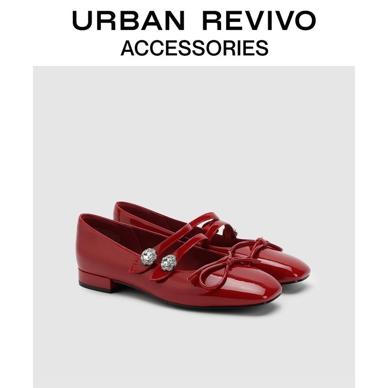 URBAN REVIVO2026春季新款女水钻蝴蝶结玛丽珍单鞋UAYS60013主图