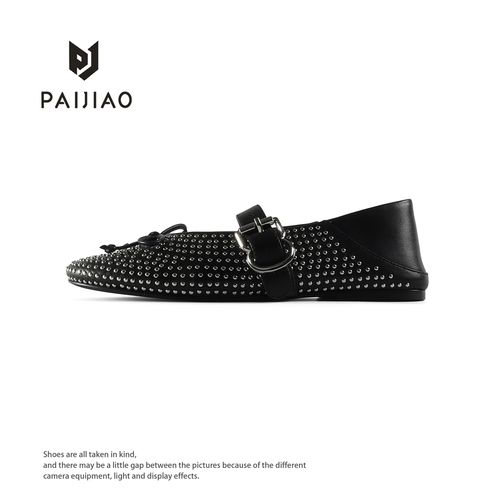 高端精致圆头平底浅口手工一字搭扣女鞋蝴蝶结玛丽珍单鞋98403主图