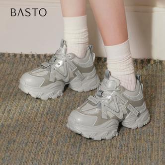 百思图2025秋季新款商场同款老爹鞋时尚厚底增高女休闲鞋B6112CM5