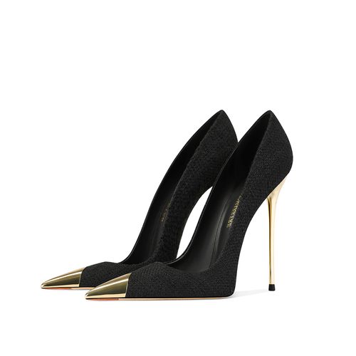 黑色尖头超细跟高跟鞋女2025新款浅口单鞋小个子通勤御姐优雅气质主图