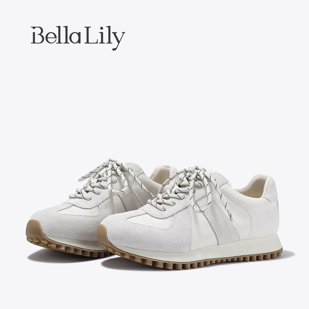 BellaLily2026春季新款质感牛皮德训鞋女百搭运动休闲鞋阿甘鞋潮主图