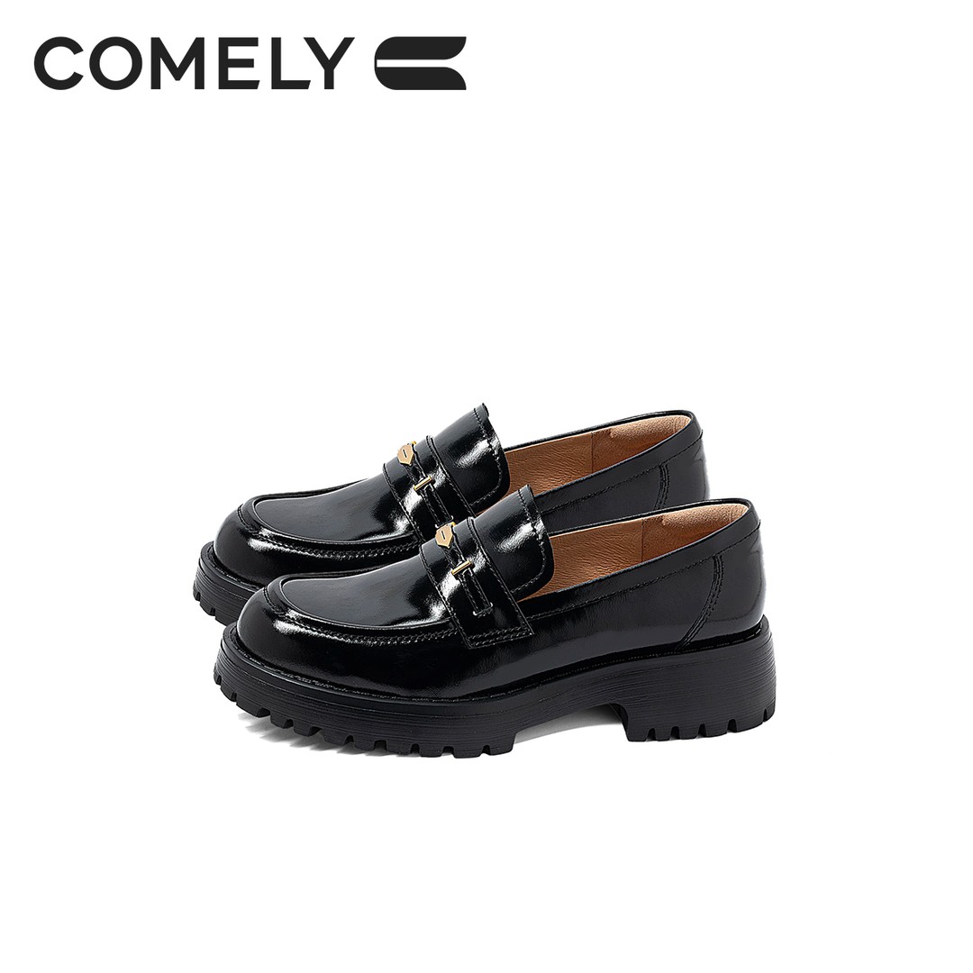 康莉KYQ5A010厚底乐福鞋女复古秋叶伯爵增高小皮鞋主图